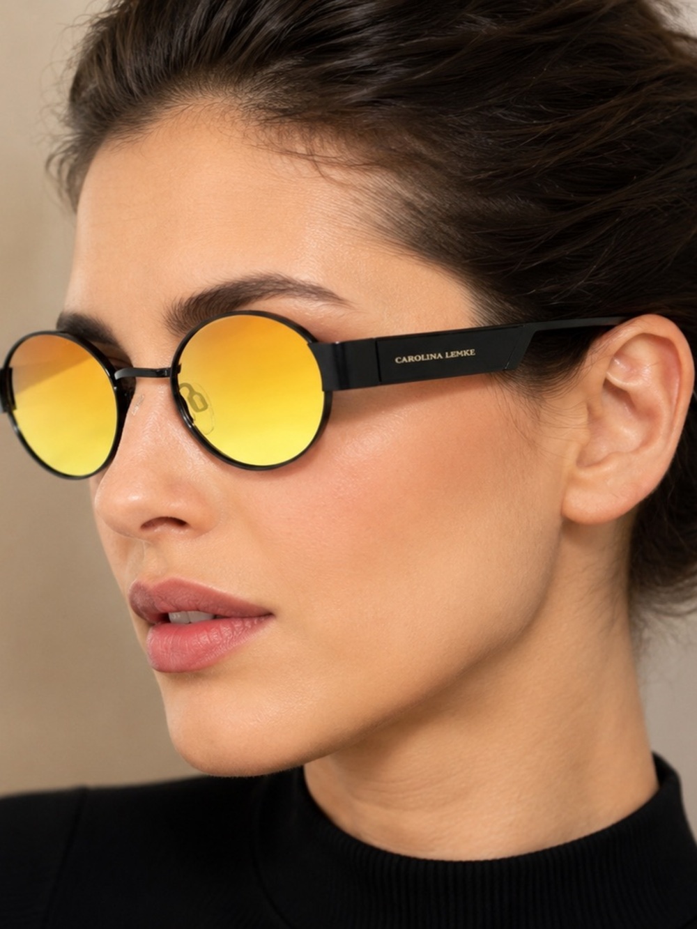 Black Frame Sunglasses with Amber Lenses 3235-04